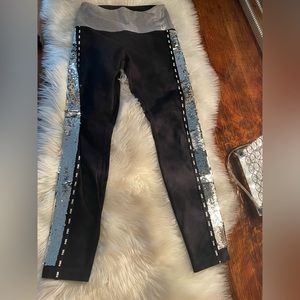 PINK Black glitter leggings